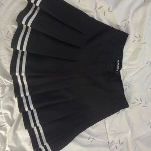 Black Pleated Skirt with White Stripes